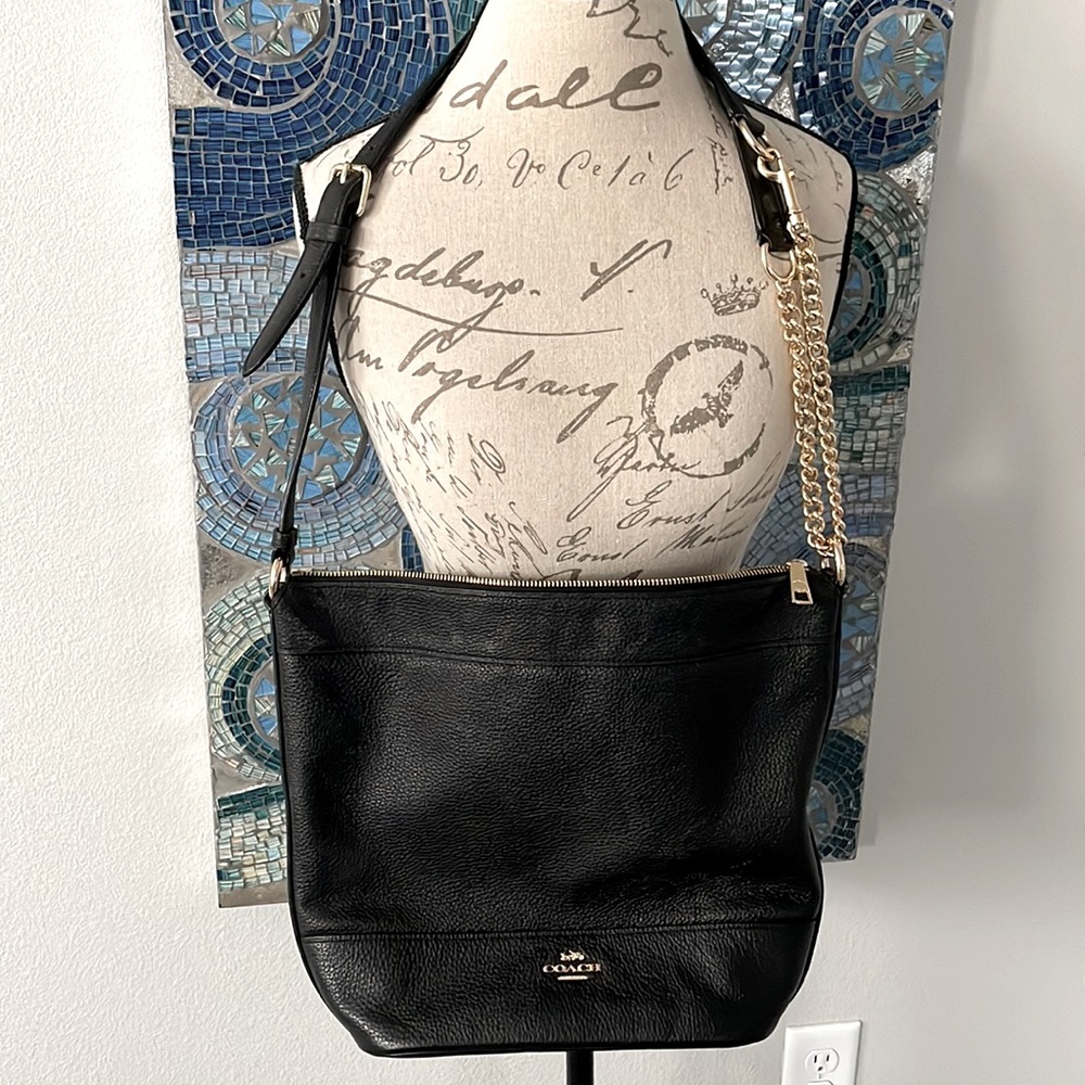 COACH BLACK LEATHER PAXTON DUFFLE BAG Adjustable shoulder strap